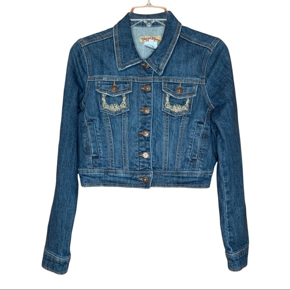Paris Blues Jackets & Blazers - Paris Blues Embellished & Embroidered Denim Jean Jacket Women's JR Size M